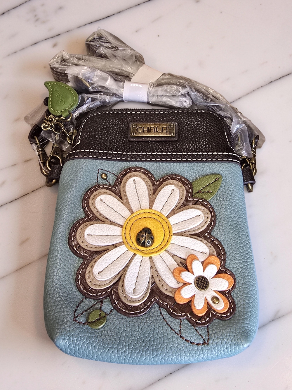 NWT Chala Crossbody Daisy Blue Vegan Leather Purse Bag